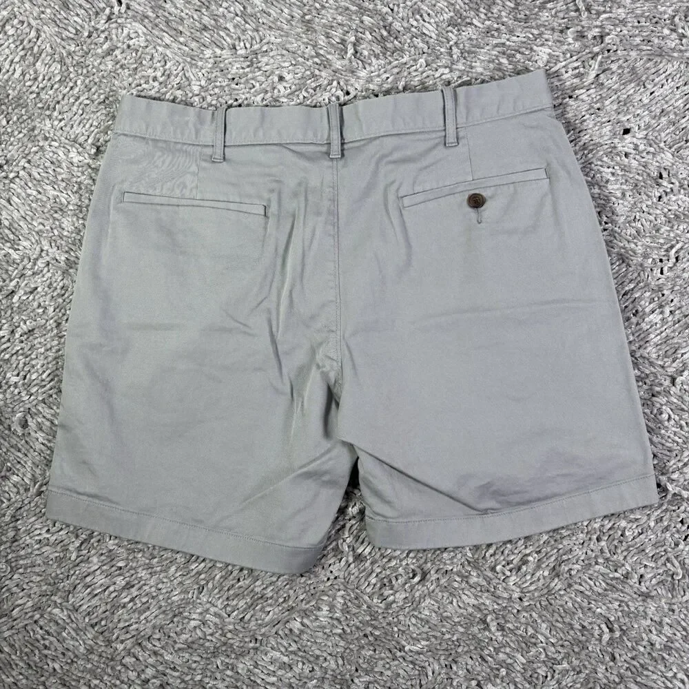 J Crew 7 Inseam Shorts Mens 34 Gray Flat Front Chino Preppy Golf Summer Business